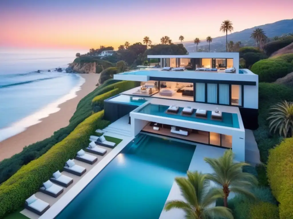 Propiedad de lujo en Malibú con piscina infinita y vistas al mar Una propiedad de lujo en Malibú con piscina infinita y acceso privado a la playa, ideal para las mejores segundas residencias en Norteamérica