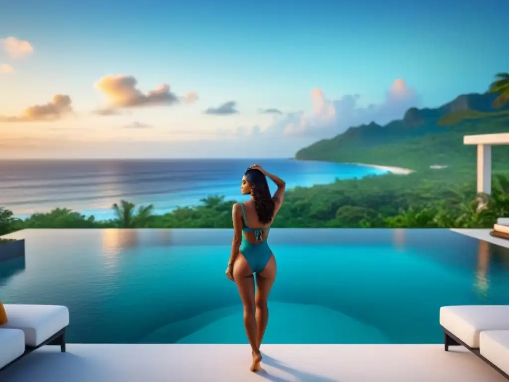 Propiedad de lujo frente al mar: piscina infinita en paraíso exótico Propiedad playera de lujo con piscina infinita y atardecer, maximizando retorno inversión en tiempo compartido