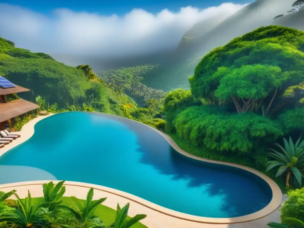 Lujo eco en timeshare: propiedad sostenible entre naturaleza exuberante Propiedad sostenible tiempo compartido: Un paraíso ecológico con paneles solares, piscina cristalina y actividades sostenibles