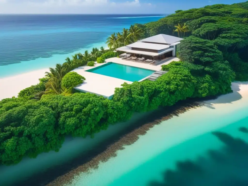 Propiedad de lujo en playa paradisíaca: inversión internacional Propiedad vacacional extranjera de lujo con vista aérea: aguas turquesas, playas blancas, vegetación exuberante y comodidades exclusivas