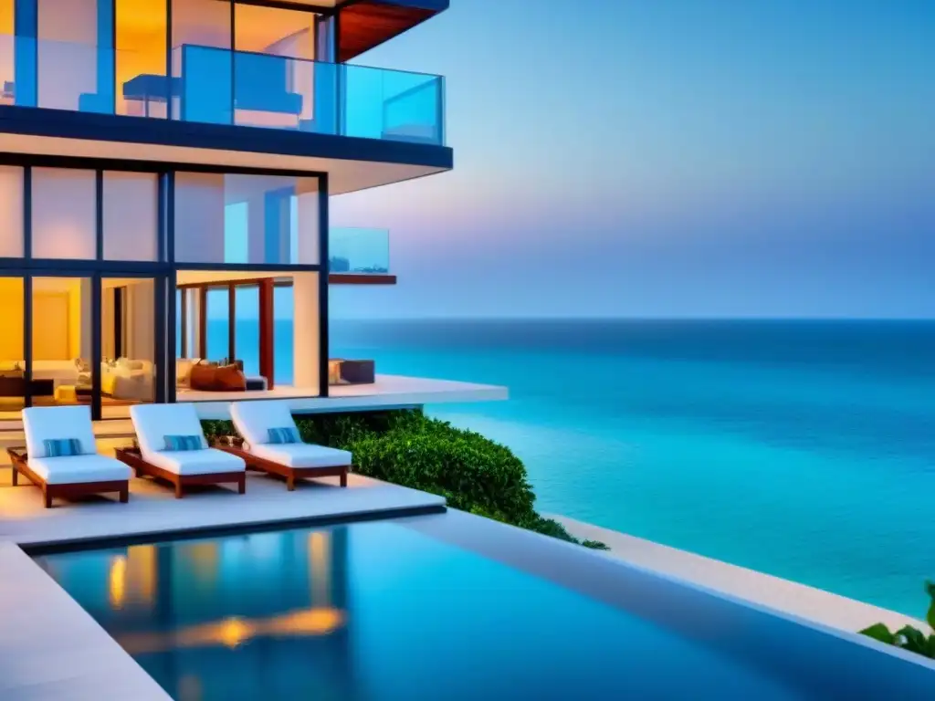 Residencia de lujo frente al mar: moderna y espectacular Propiedad vacacional de lujo con diseño moderno, ventanales al mar, piscina infinita y mobiliario elegante