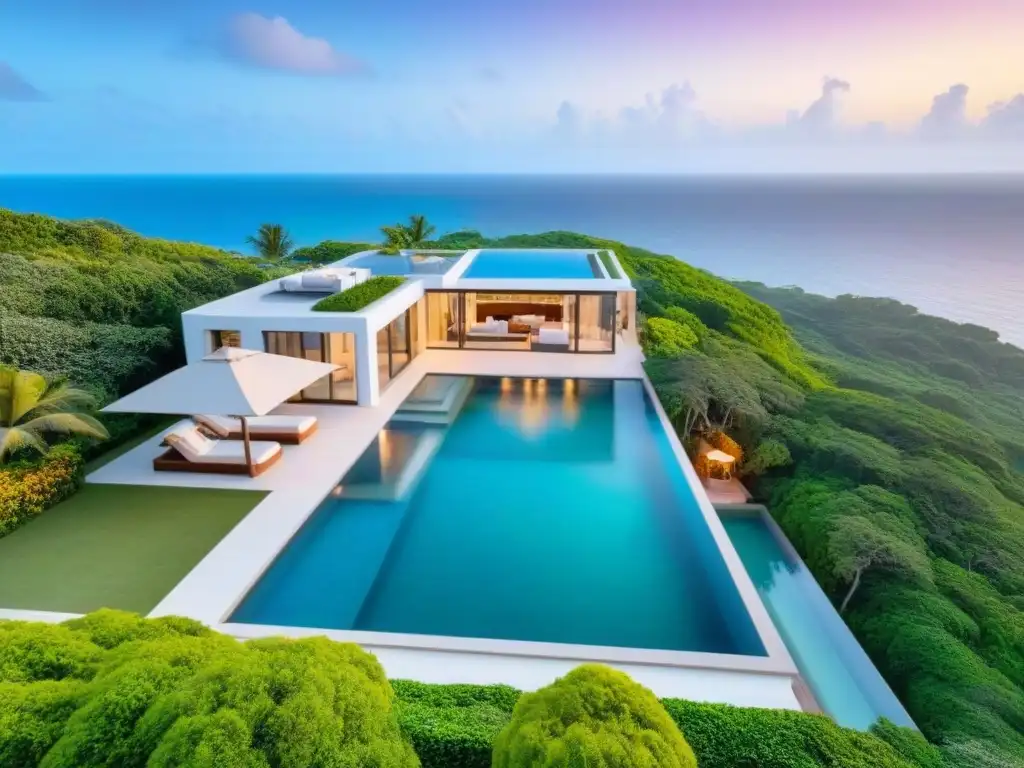 Propiedad de lujo en la costa: diseño moderno con vistas panorámicas al mar Una propiedad vacacional de lujo con diseño moderno y vistas panorámicas al mar, ideal para estrategias de negociación en propiedades vacacionales