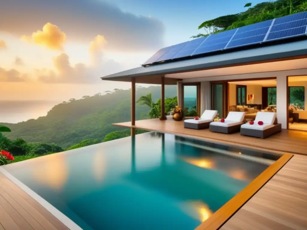 Propiedad de vacaciones eco-lujosa en la jungla tropical Una propiedad vacacional de lujo ecoamigable en la selva tropical, con energía solar y piscina infinita, ideal para relajarse y disfrutar