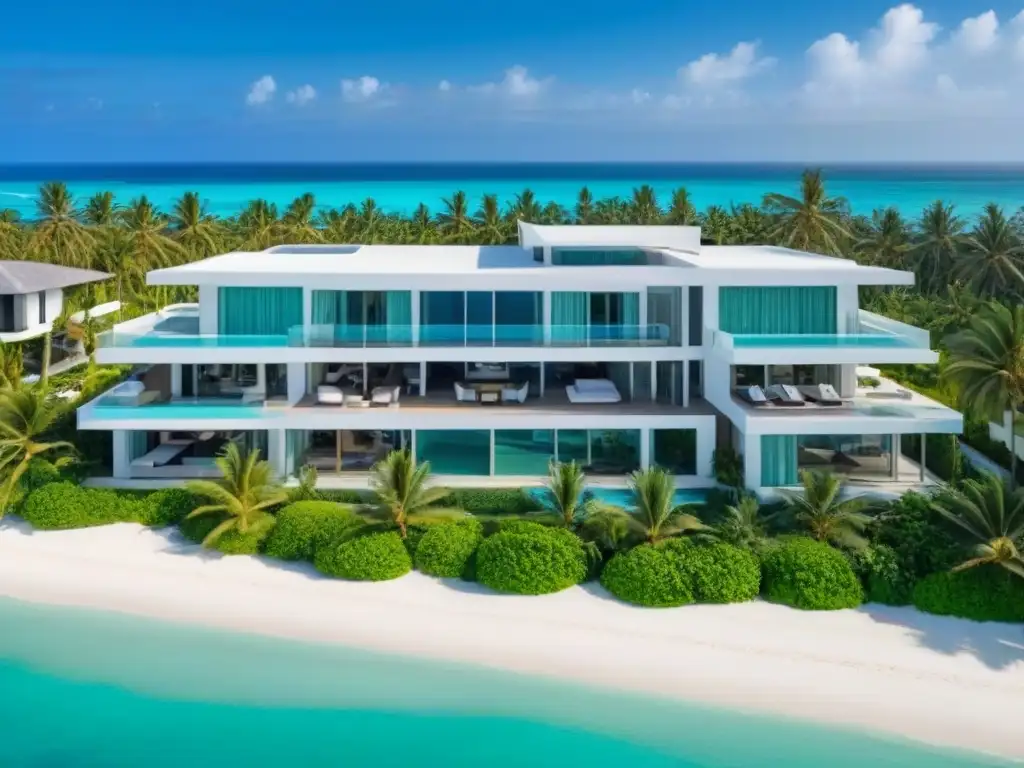 Propiedad de lujo frente al mar: para inversionistas exigentes Una propiedad vacacional de lujo entre palmeras, con diseño moderno y vistas al mar turquesa