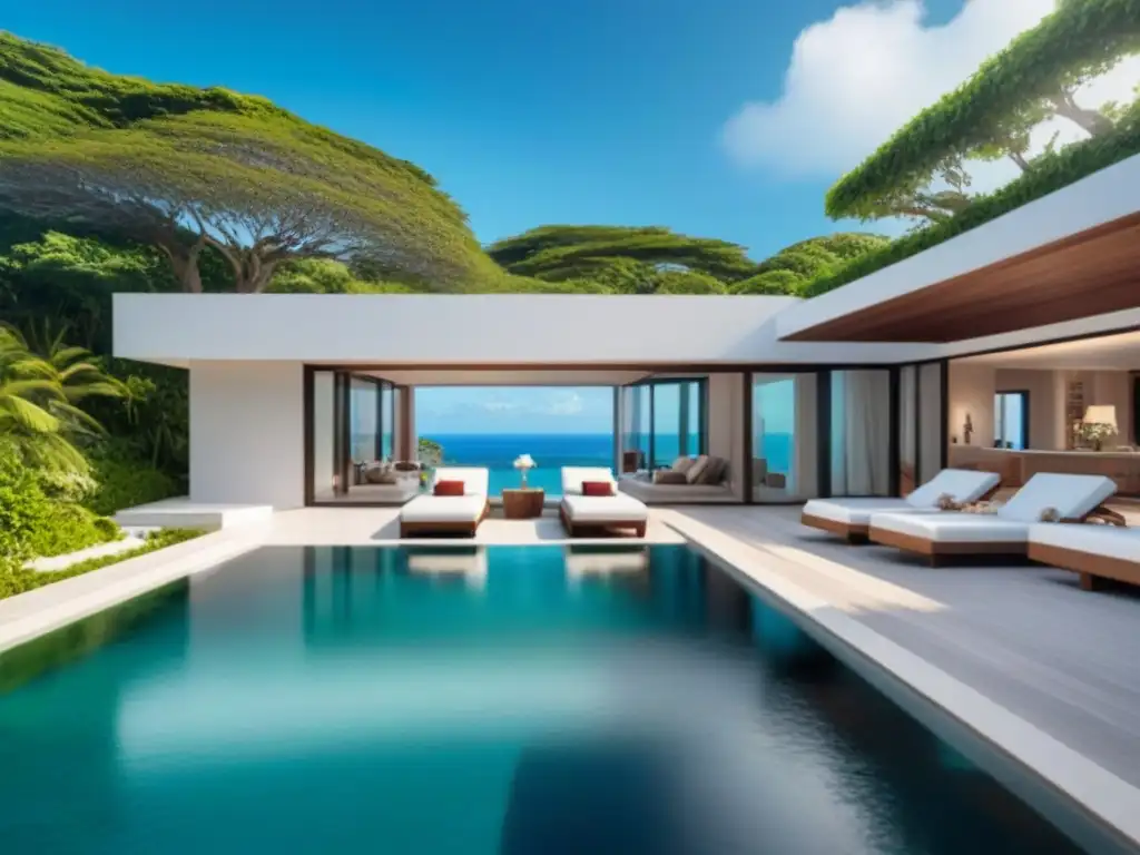 Propiedad de lujo con piscina infinita en paraíso tropical Propiedad vacacional de lujo con piscina infinita y vistas al océano turquesa, ideal para estrategias en redes sociales