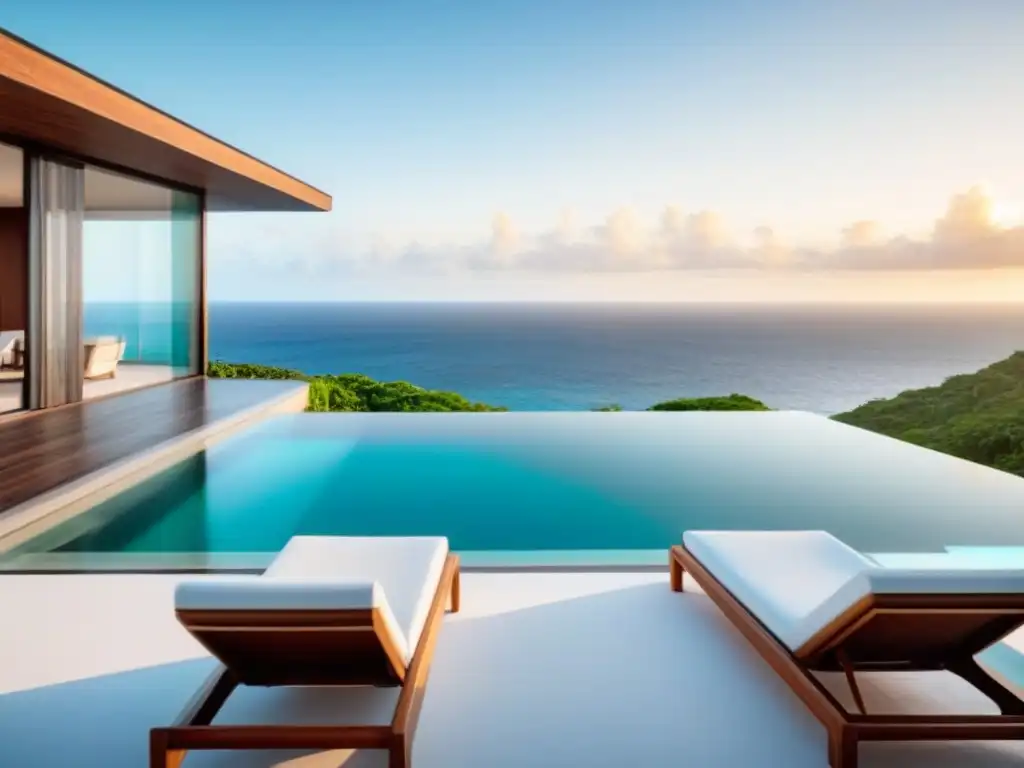 Propiedad de lujo con vista al mar en acantilado Propiedad vacacional de lujo con piscina infinita privada, rodeada de exuberante vegetación tropical y vista al mar turquesa