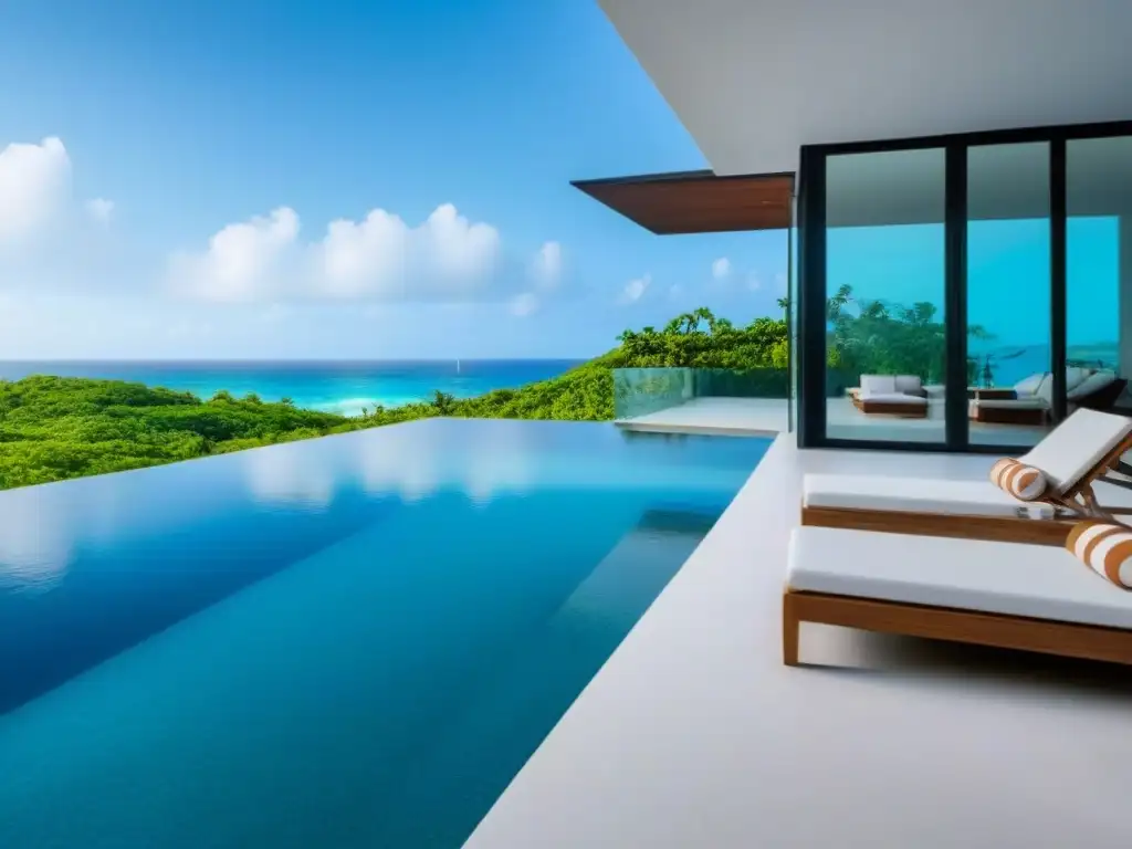 Propiedad vacacional exclusiva con infinity pool y decoración contemporánea Una propiedad vacacional de lujo con piscina infinita, rodeada de exuberante vegetación tropical y decoración contemporánea elegante, ideal para atraer inversores en financiación de propiedades vacacionales