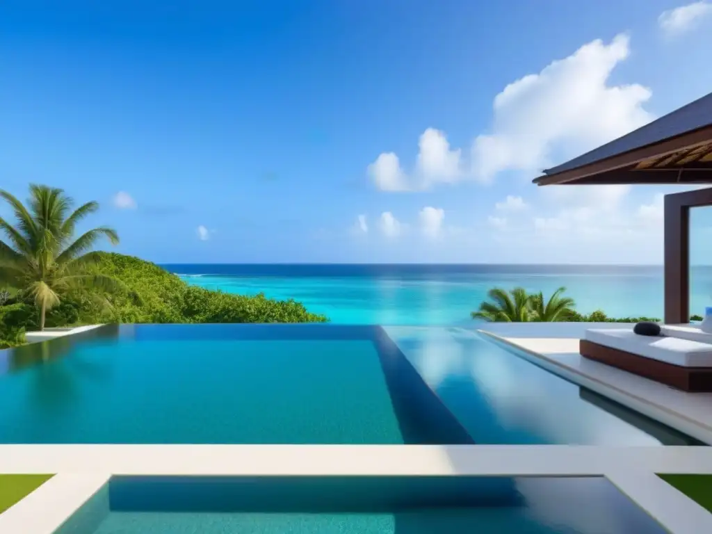Villa de lujo frente al mar con piscina infinita y vistas panorámicas Propiedad vacacional de lujo con piscina infinita y vista al mar, ideal para promoción en redes sociales