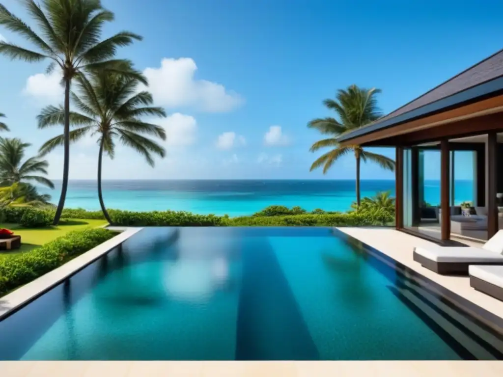 Propiedad de lujo con piscina infinita frente al mar Propiedad vacacional de lujo con piscina infinita, diseño moderno y entorno tropical, estrategias marketing propiedad vacacional internacional