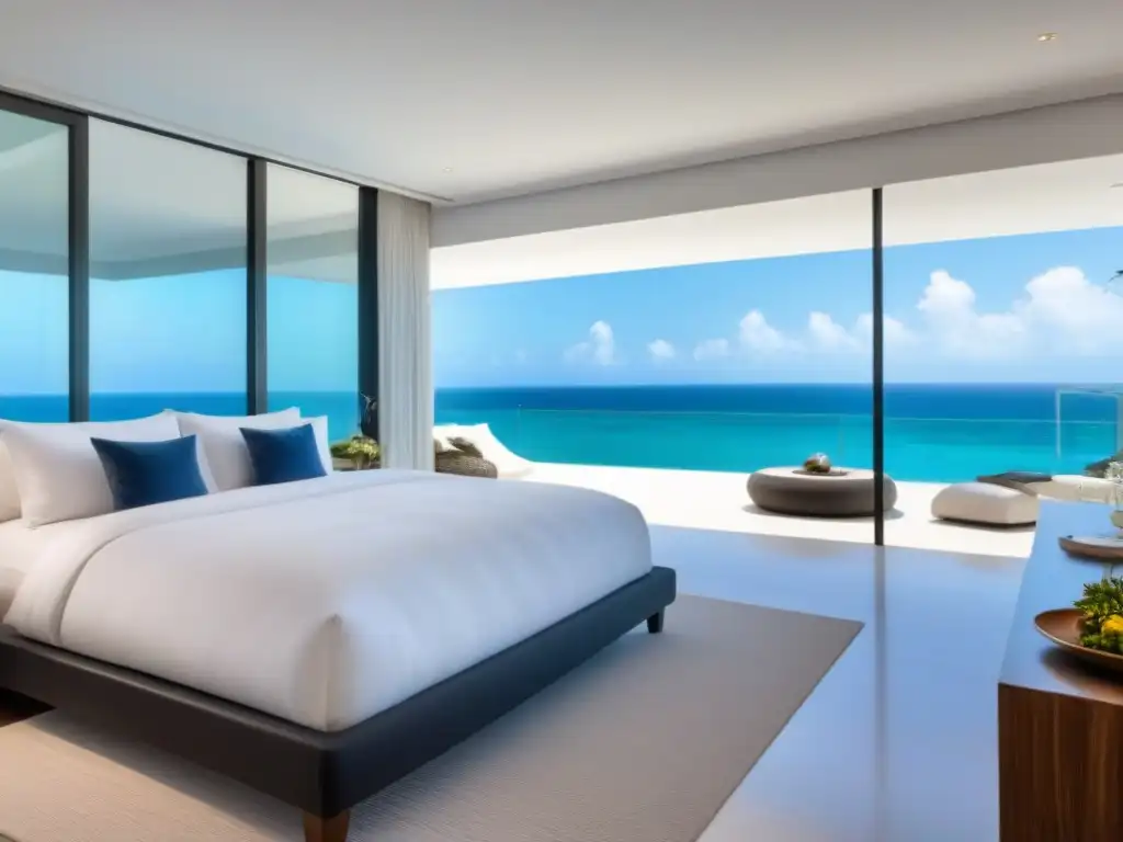 Refugio de lujo frente al mar: vacaciones sofisticadas y relajantes Propiedad vacacional de lujo en la playa, con decoración moderna, vistas al mar y piscina infinita privada