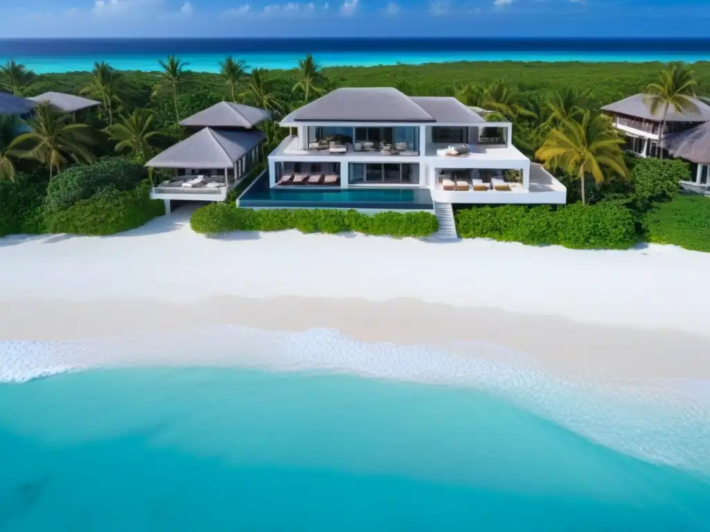 Inversión de lujo: propiedad vacacional frente al mar Una propiedad vacacional de lujo con vista a la playa, piscina privada y exuberante vegetación tropical