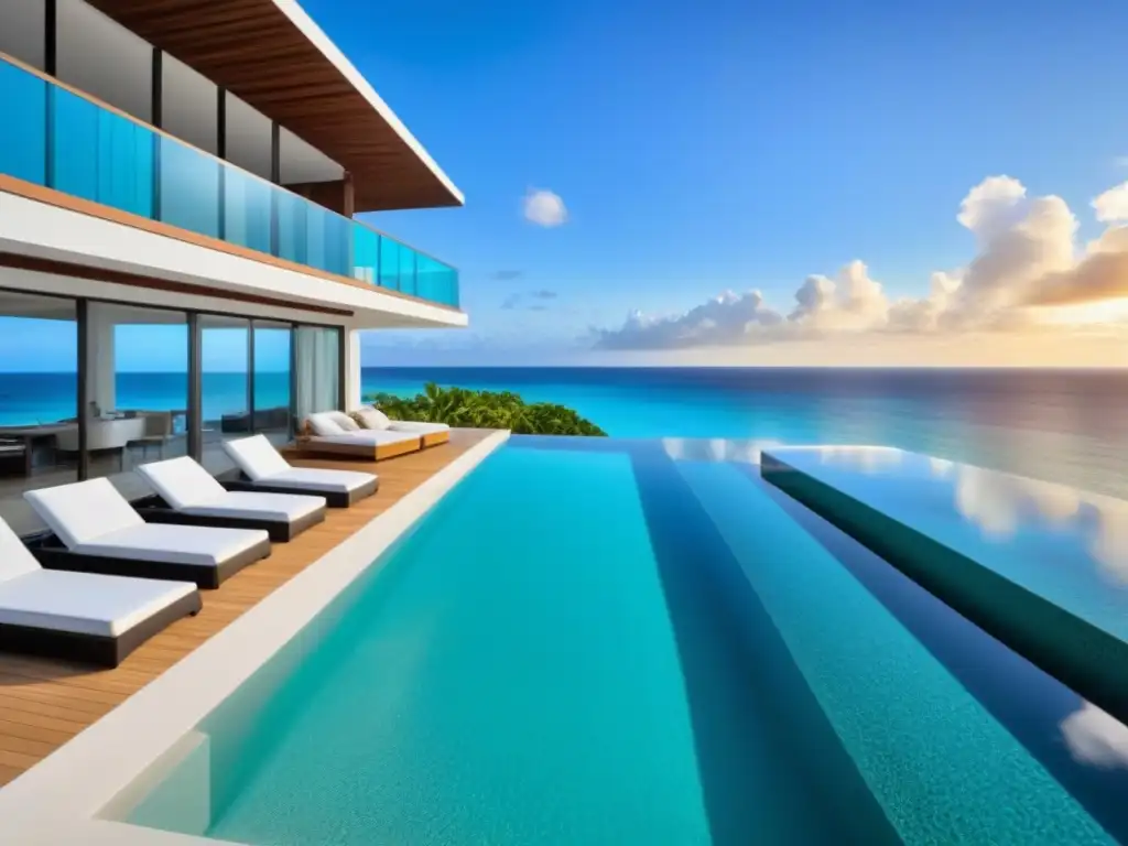 Propiedad de lujo frente a la playa: vista panorámica y modernidad Propiedad vacacional de lujo con vistas al mar, interior moderno, piscina infinita y estrategias precios dinámicos propiedades vacacionales