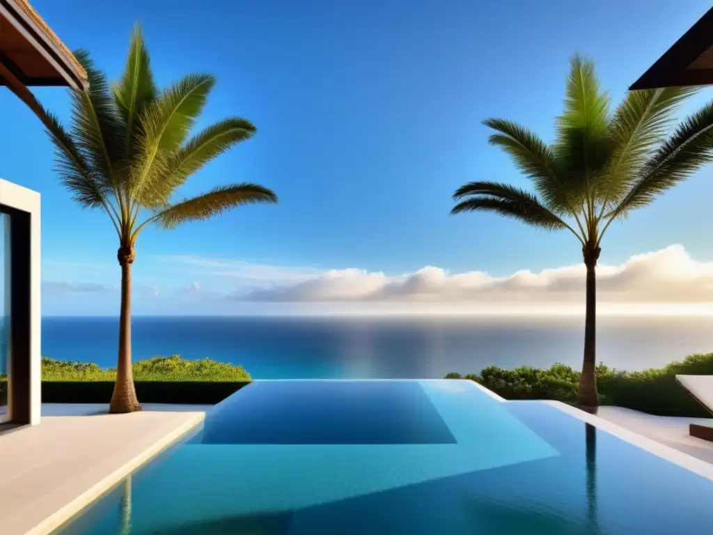 Propiedad vacacional de lujo frente al mar: exclusividad y relax Propiedad vacacional de lujo con vistas al mar, piscina infinita privada y diseño contemporáneo, ideal para estrategias de negociación en propiedades vacacionales