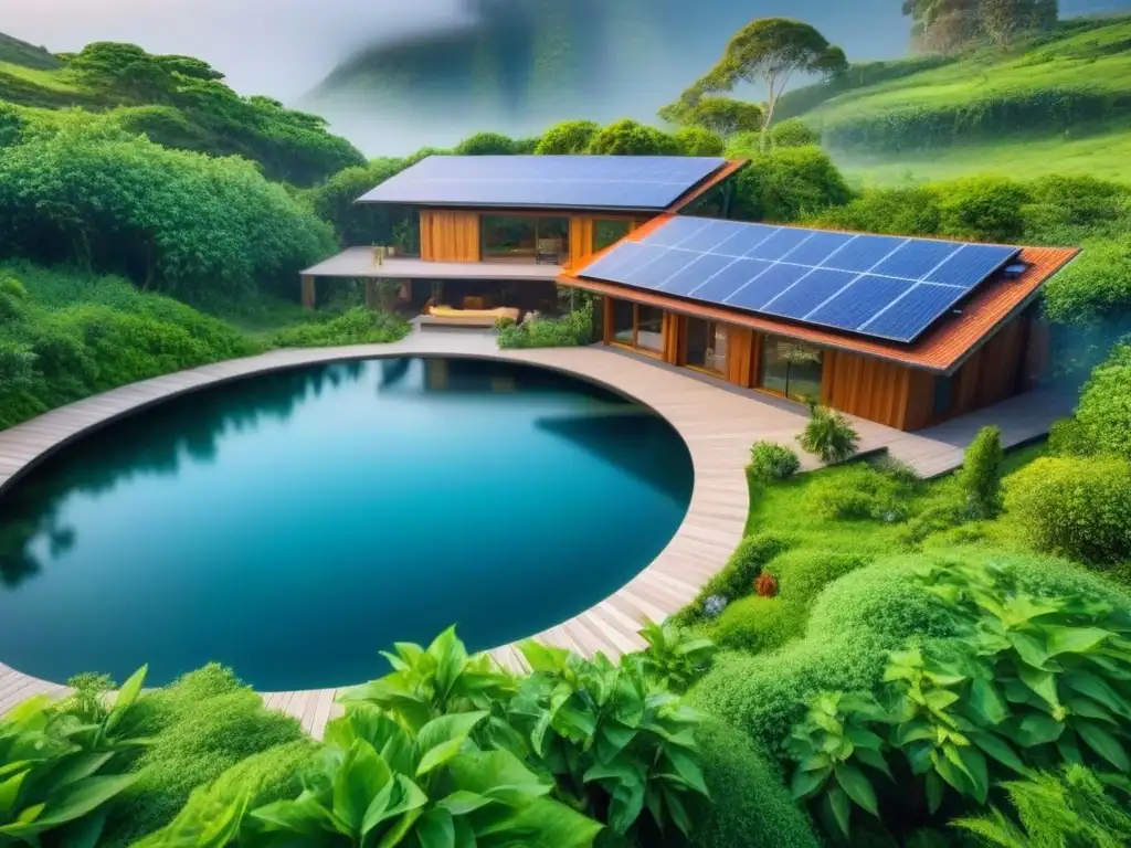 Refugio ecológico de lujo: vista serena entre naturaleza exuberante Propiedad vacacional sostenible rodeada de naturaleza exuberante y tranquilidad