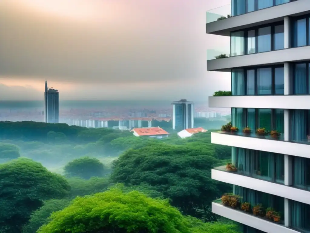 Edificio de lujo en ciudad europea: diseño moderno con vistas urbanas Invertir en propiedades Europa Este: Edificio de lujo en ciudad europea con diseño moderno y ventanales de piso a techo