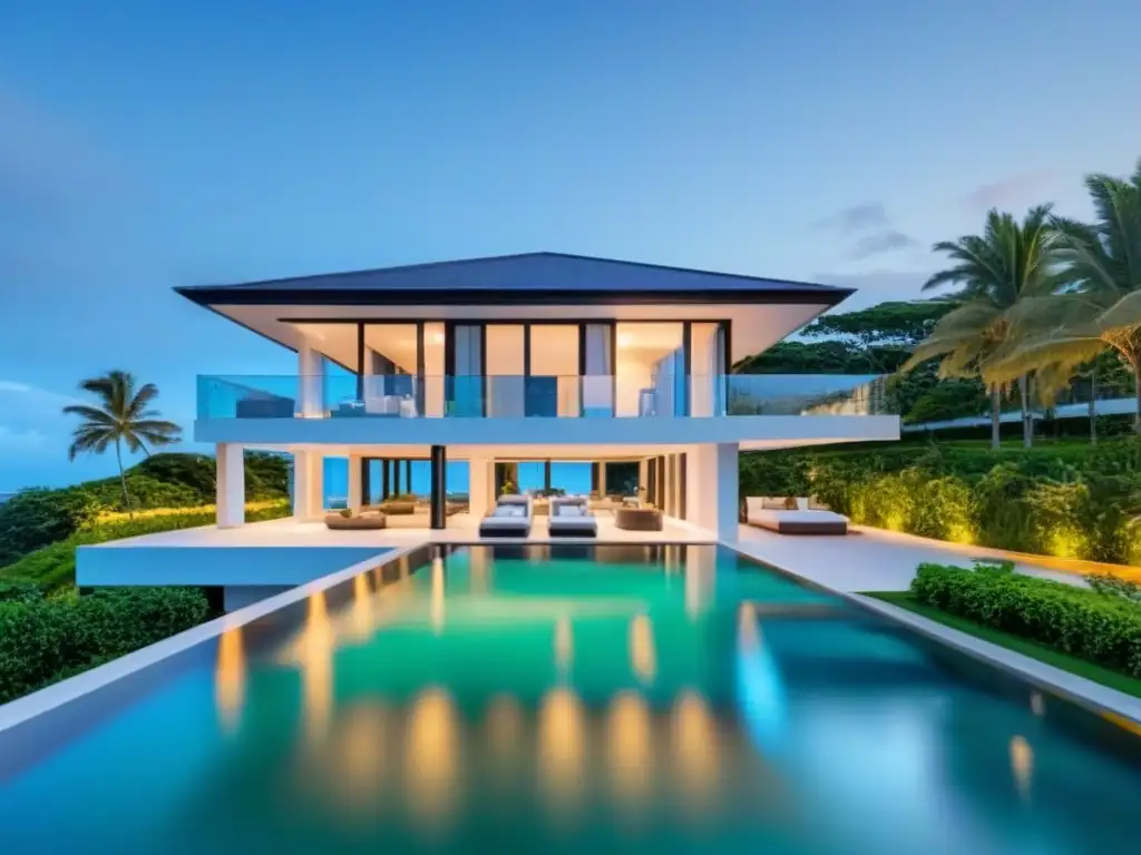 Residencia de lujo frente al mar: exclusividad y opulencia Propiedades exclusivas mercado inmobiliario: Mansión moderna de lujo frente al mar con piscina infinita y diseño arquitectónico elegante