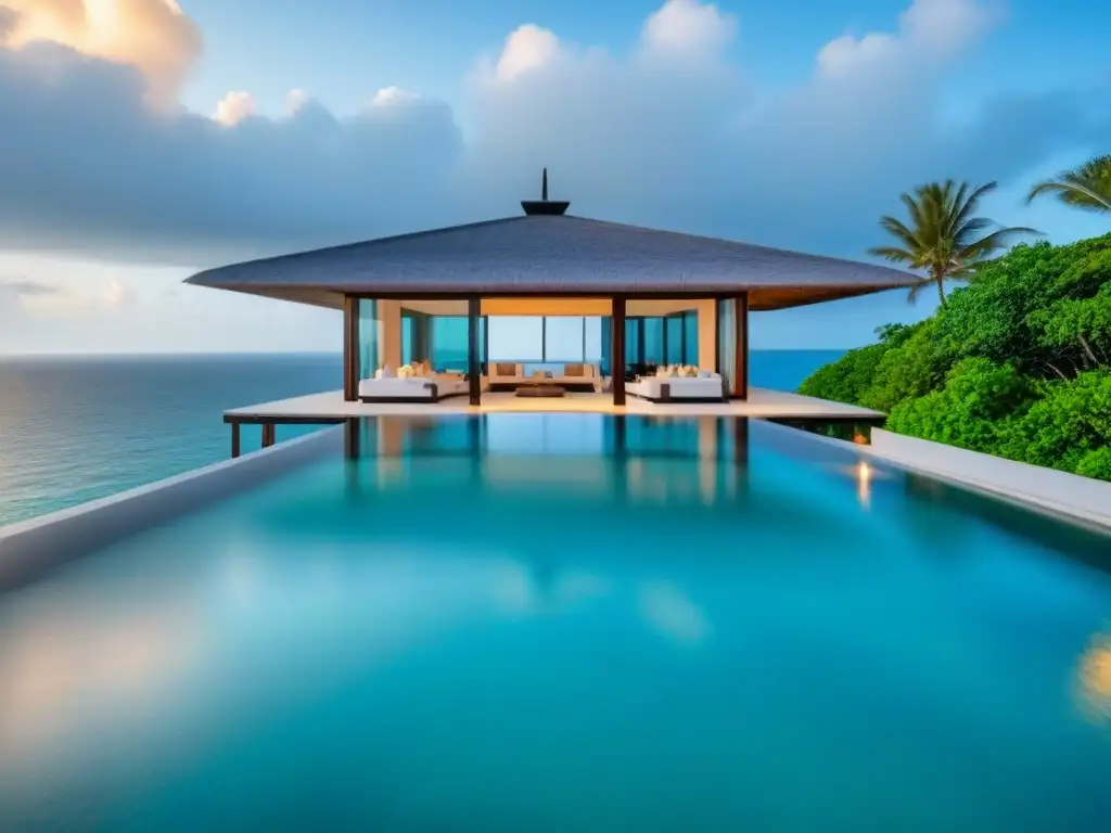 Villa de lujo en isla privada: diseño moderno y vistas al mar Invertir en propiedades islas privadas: Exclusiva villa moderna frente al mar en isla privada con diseño arquitectónico elegante y vistas al océano