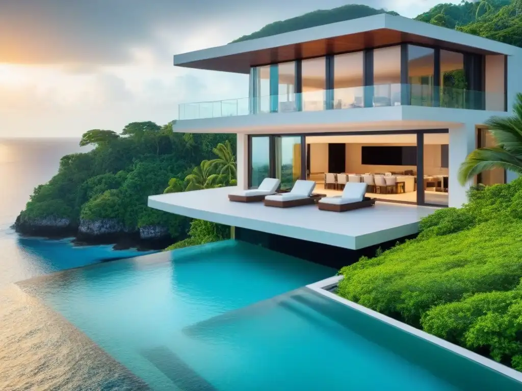 Villa de lujo en isla privada: inversión exclusiva en paraíso Invertir en propiedades islas privadas: Villa moderna de lujo en isla privada con vistas al mar turquesa