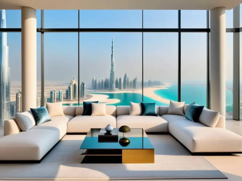 Penthouse de lujo en Dubai: moderno, elegante y con vista panorámica Propiedades de lujo en Medio Oriente: Penthouse moderno con vista panorámica en Dubai, decorado con elegancia y estilo contemporáneo