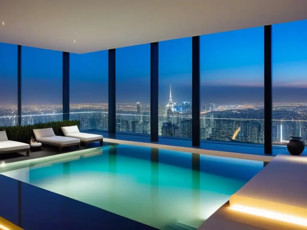 Penthouse de lujo con infinity pool y vistas panorámicas Inversión en propiedades de lujo: Penthouse moderno con vista panorámica a la ciudad, mobiliario contemporáneo y terraza con piscina infinity