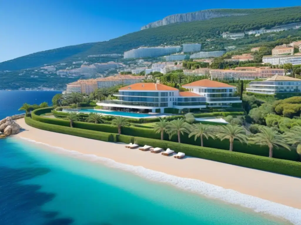 Costa Azul: lujo y exclusividad frente al Mediterráneo Propiedades de lujo en la Riviera Francesa: vista aérea de la exclusiva costa con modernos diseños y piscinas infinitas