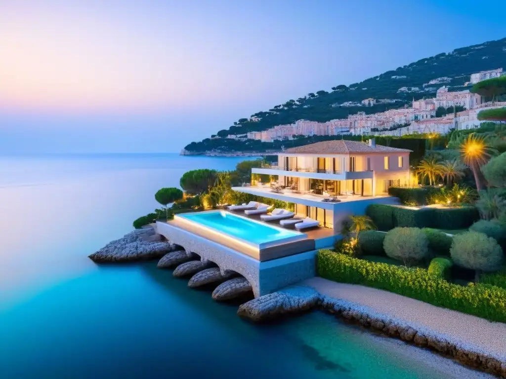 Villa de lujo en la Riviera Francesa con vistas al mar Propiedades de lujo en la Riviera Francesa: villa moderna con piscina infinita y yate privado en el Mediterráneo