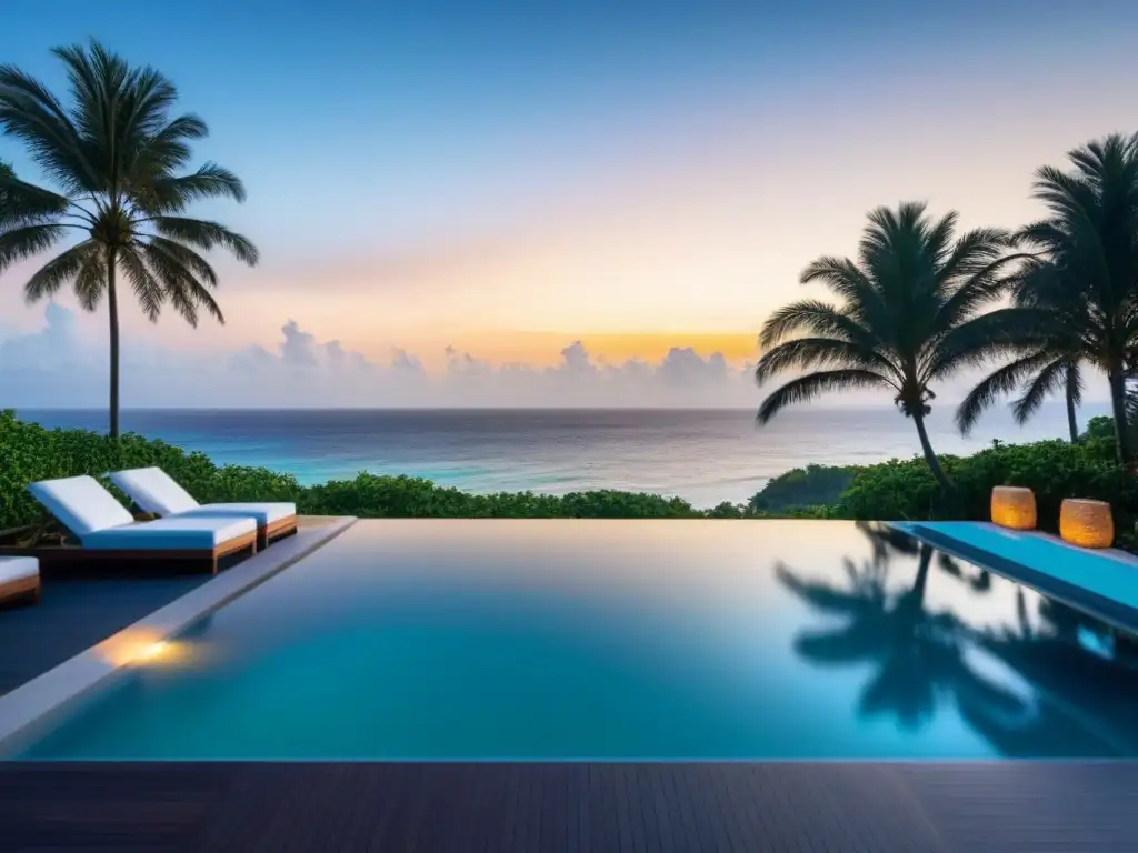 Villa de lujo frente al mar Caribe: atardecer dorado y serenidad exclusiva Inversión en propiedades vacacionales familiares: lujosa villa frente al mar caribeño al atardecer