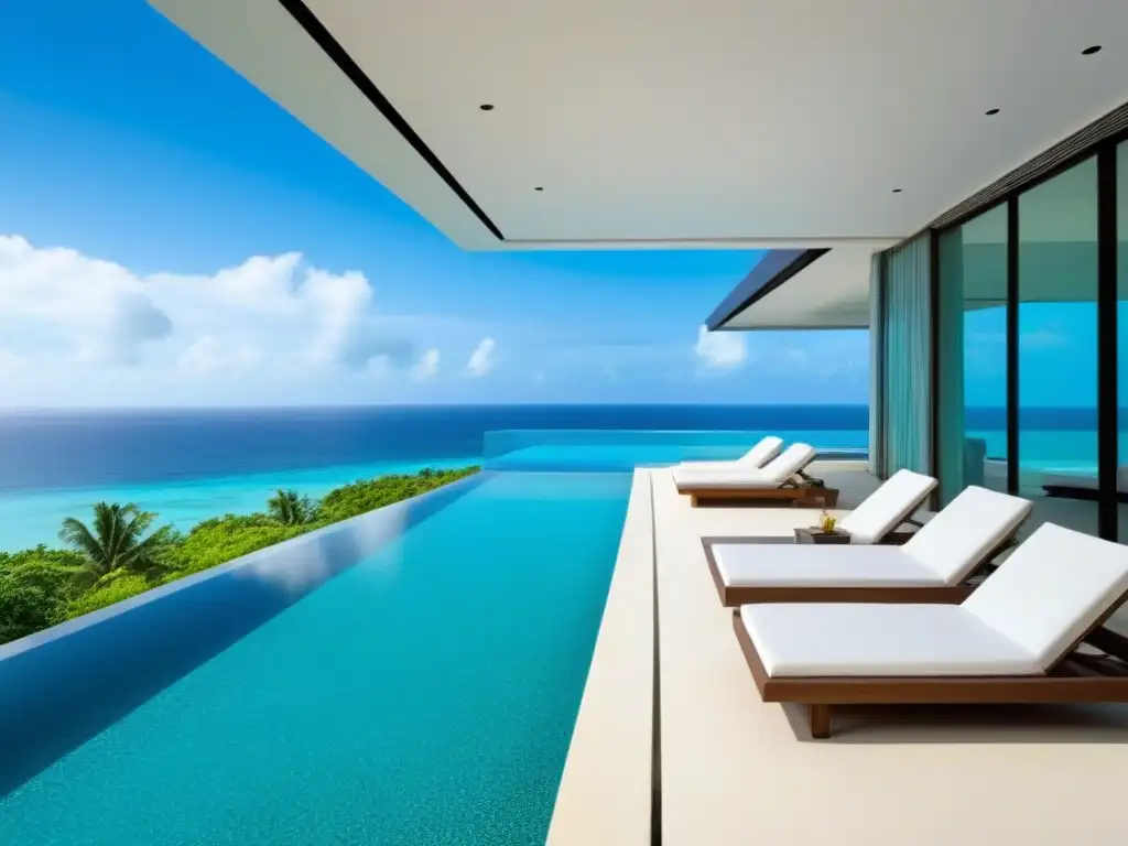 Villa de lujo con piscina infinita en paraíso tropical Inversión en propiedades vacacionales internacionales: Villa de lujo con vista al mar turquesa, piscina infinita y diseño contemporáneo