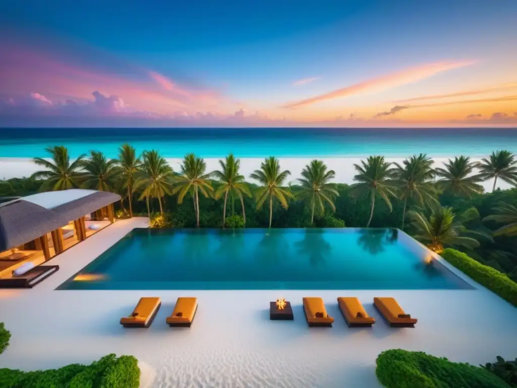 Villa de lujo frente al mar: atardecer dorado en paraíso turquesa Inversión en propiedades vacacionales internacionales: lujosa villa frente al mar con piscina infinita y atardecer dorado