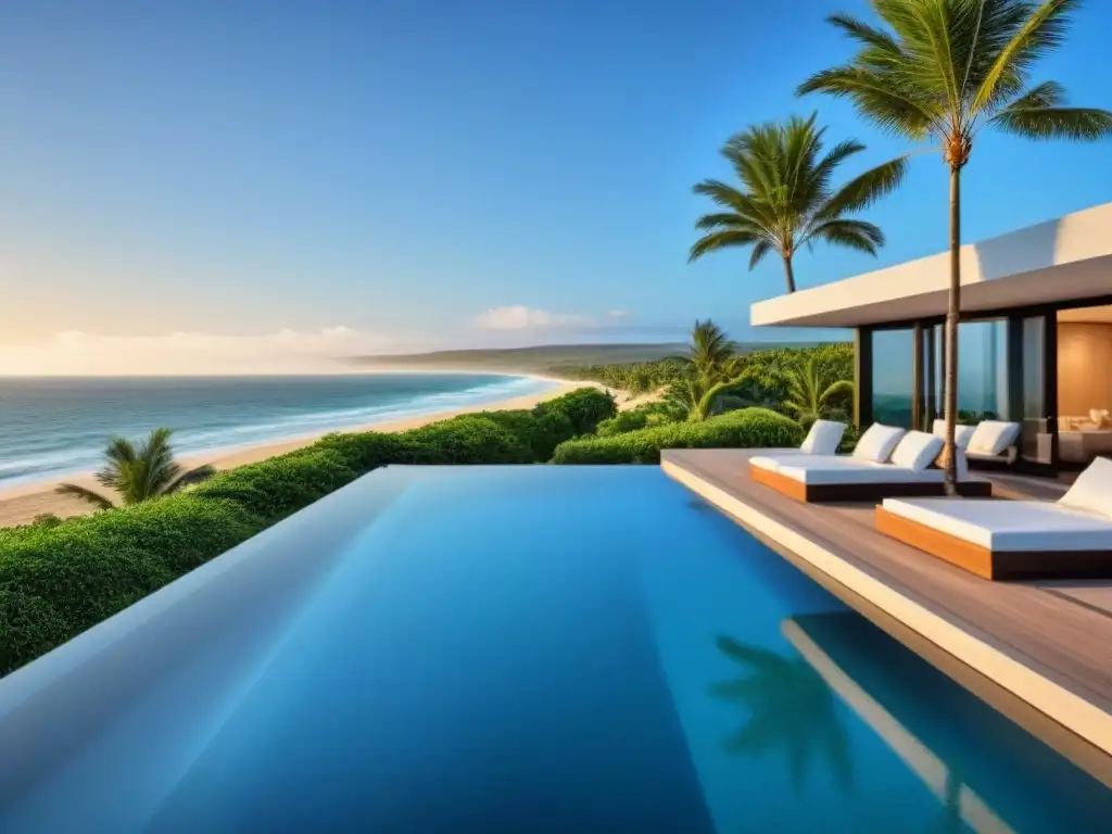 Propiedad vacacional de lujo frente a la playa: exclusividad y relax en 8k Invierte en propiedades vacacionales internacionales: lujosa propiedad frente al mar con arquitectura moderna, piscina infinita y vistas panorámicas al océano