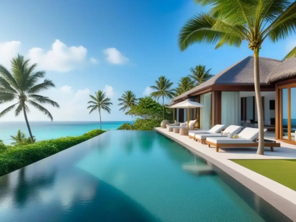 Villa de lujo frente al mar con ventanales y piscina infinita privada Invertir en propiedades vacacionales internacionales: lujosa villa moderna frente a la playa con piscina infinita y vistas al océano