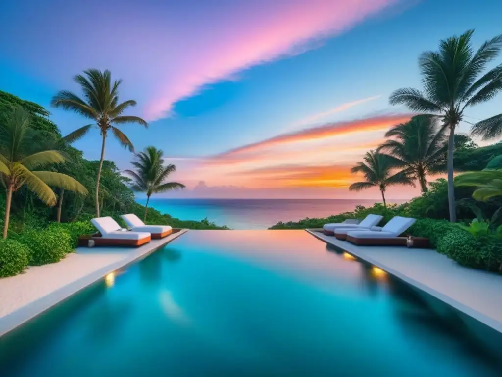 Propiedad vacacional de lujo frente a la playa en destino exótico Invierte en propiedades vacacionales internacionales con este lujoso paraíso playero y su moderno diseño arquitectónico, infinity pool y vistas al mar turquesa al atardecer