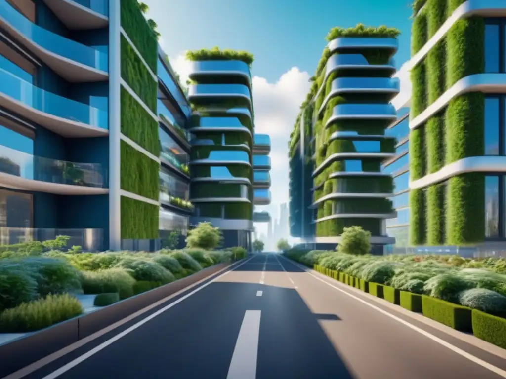 Proyecto inmobiliario líder en carrera verde con diseño futurista y sostenible en un entorno urbano vibrante