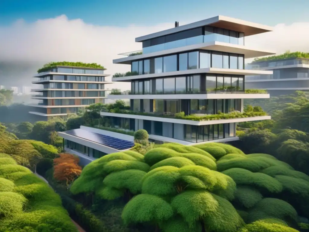 Residencia ecofriendly: arquitectura moderna en armonía con la naturaleza Un proyecto inmobiliario ecológico que fusiona modernidad y naturaleza con innovadores criterios sostenibles