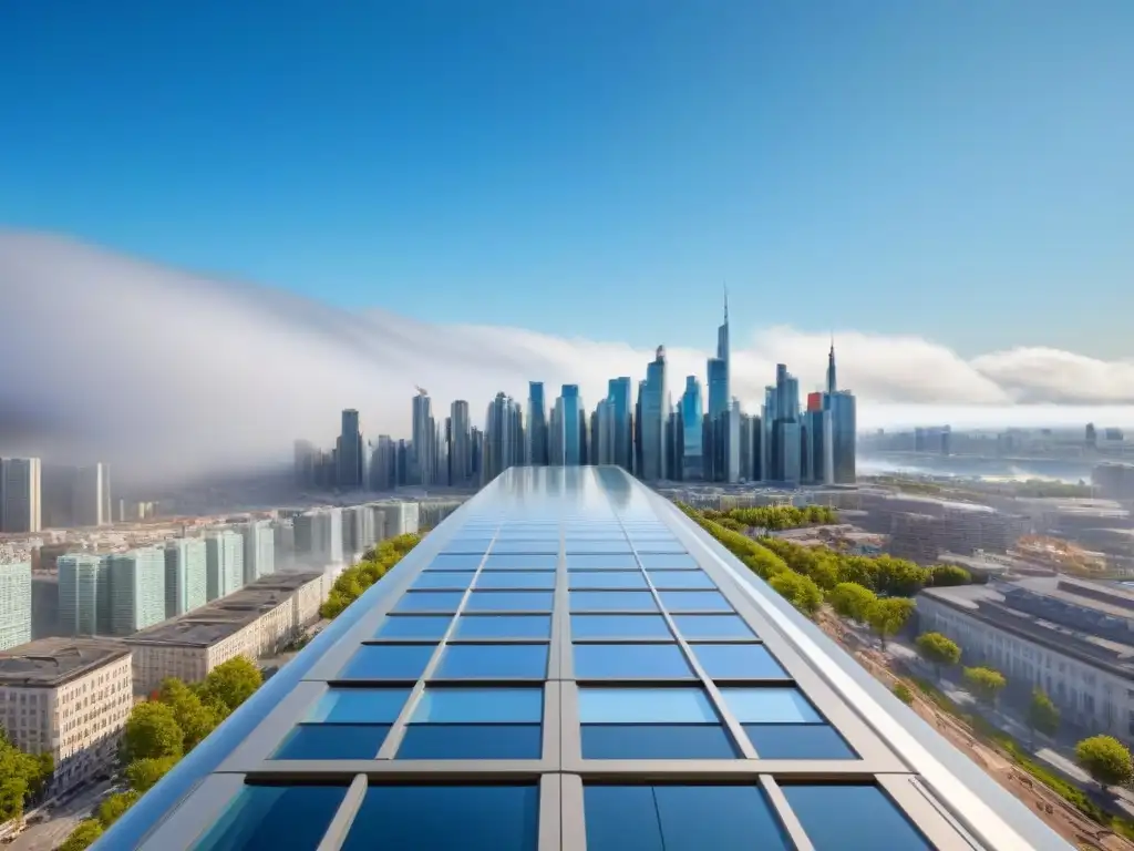 Proyecto inmobiliario global con ventanas inteligentes Proyecto inmobiliario global con ventanas inteligentes eficiencia energética en ciudad futurista