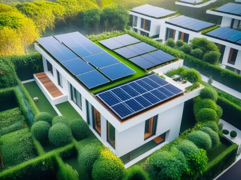 Complejo residencial sostenible de lujo en armonía con la naturaleza Proyectos inmobiliarios lujo sostenible: Complejo de viviendas de lujo en armonía con la naturaleza, con paneles solares y diseño ecoamigable