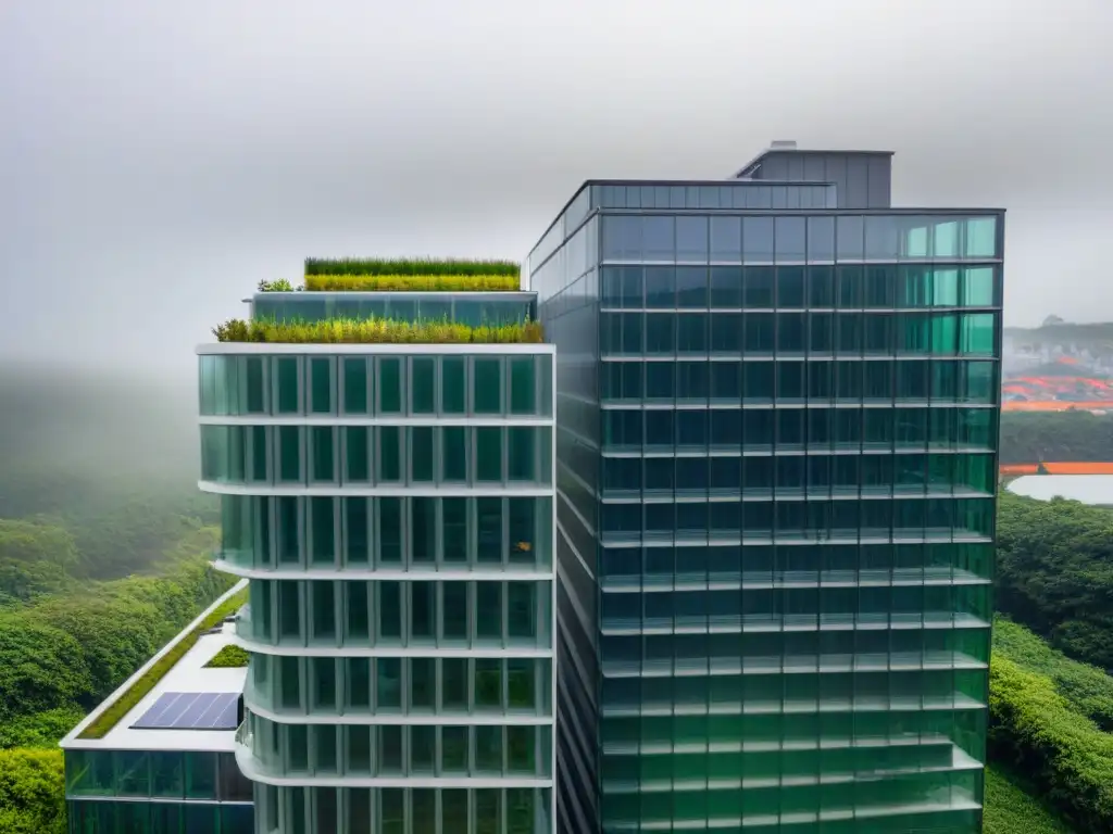 Edificios sostenibles: LEED vs Dos rascacielos certificados LEED y BREEAM, con jardines en azoteas y paneles solares, destacando su compromiso con la sostenibilidad