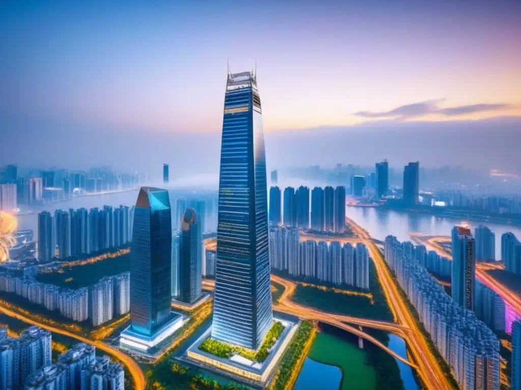 Rascacielos de lujo en ciudad asiática: diseño vanguardista y moderno Un rascacielos de lujo en una ciudad asiática emergente, reflejando modernidad y éxito en mercados inmobiliarios de lujo emergentes