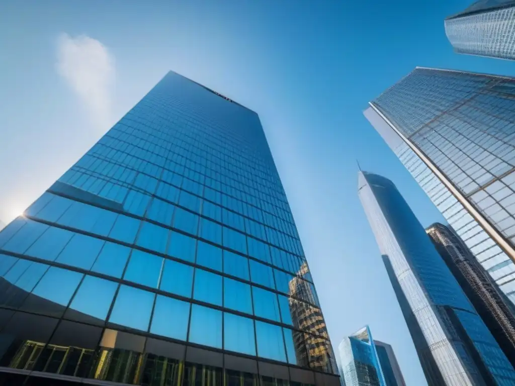 Edificio moderno en mercado inmobiliario global: oportunidades y desafíos Un rascacielos moderno reflejando la ciudad, símbolo de estabilidad en hipotecas para no residentes internacionales