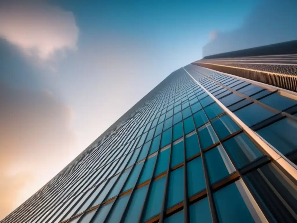 Rascacielos moderno: éxito en inversiones inmobiliarias internacionales Rascacielos moderno con fachada de vidrio reflectante, simboliza éxito en inversiones inmobiliarias internacionales con ética