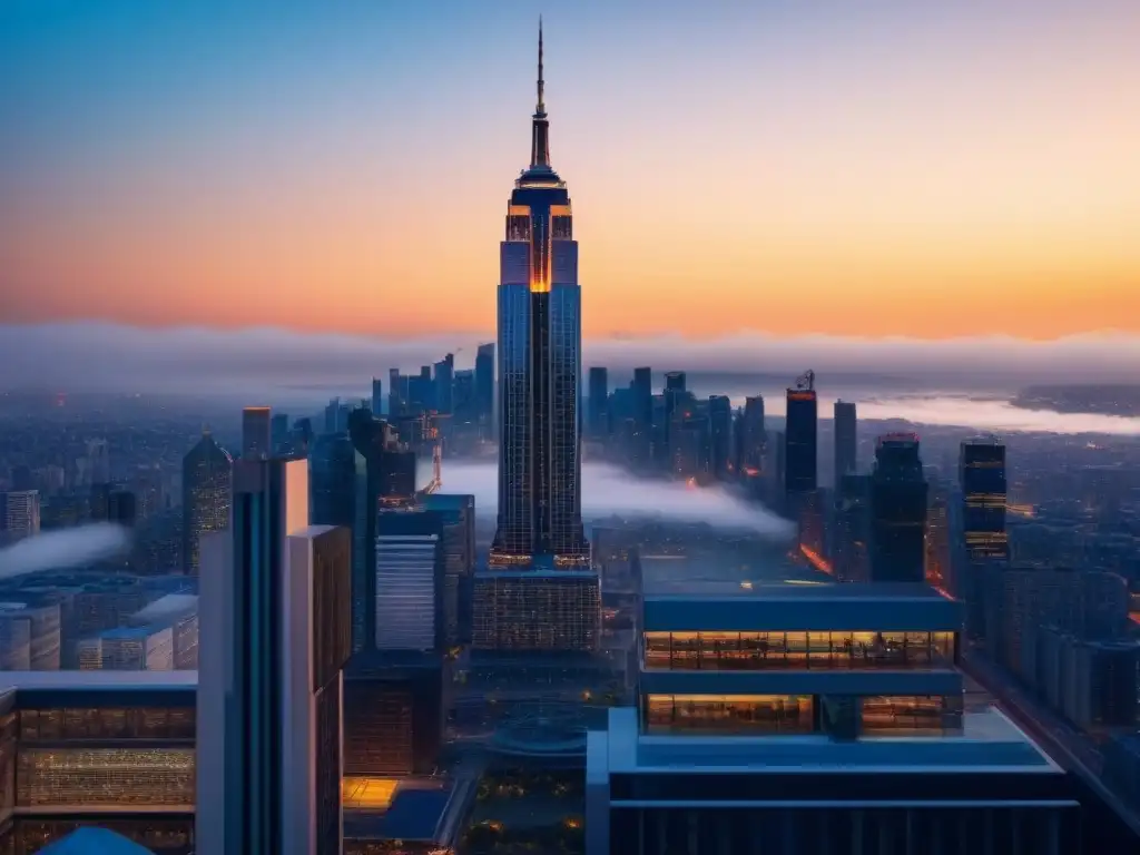 Edificio de lujo en metrópolis vibrante Un rascacielos moderno y lujoso refleja la ciudad, atrayendo a inversionistas inmobiliarios mercado internacional