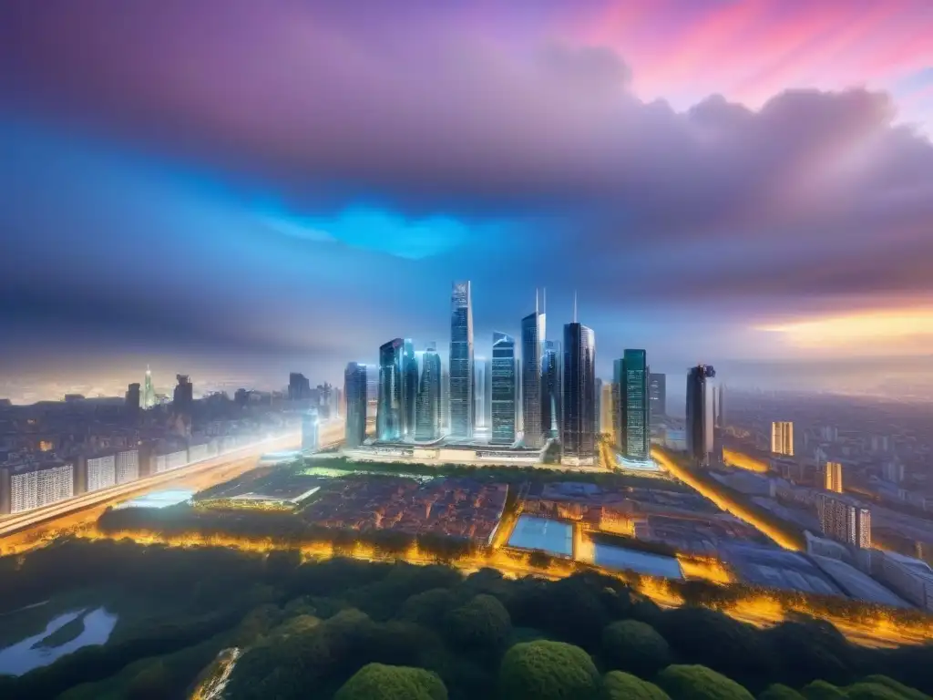 Espectacular rascacielos moderno en la ciudad internacional Un rascacielos moderno destaca en un paisaje urbano internacional, simbolizando la inversión en bienes raíces internacionales