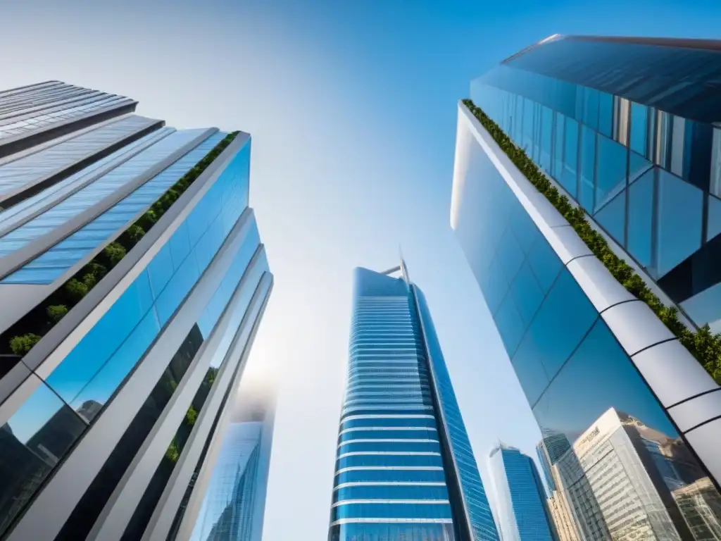 Rascacielos fronterizo: símbolo de inversión global Un rascacielos de vidrio moderno y elegante entre dos países, atrayendo a inversionistas globales en mercados inmobiliarios fronterizos