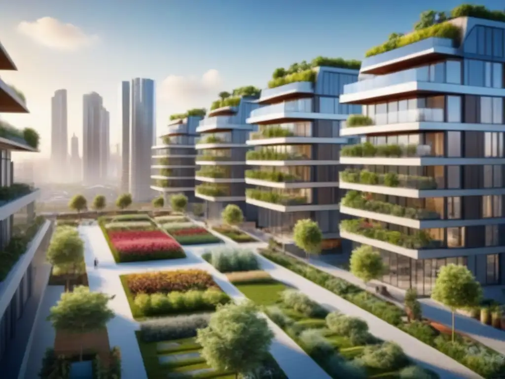 Desarrollo inmobiliario sostenible: arquitectura moderna y vibrante Invierte en la reconstrucción inmobiliaria internacional con edificios sostenibles y vibrante comunidad urbana