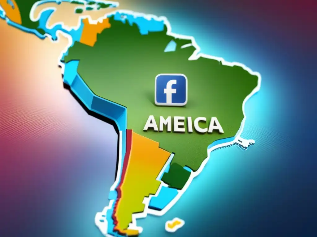 Redes Sociales: Impacto en el Mercado Inmobiliario Latino Redes sociales para mercado inmobiliario: Conexión vibrante de iconos en mapa estilizado de Latinoamérica
