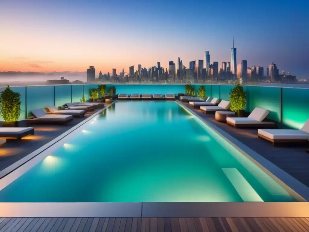 Edificio de apartamentos de lujo con vista al atardecer Reflejo de la ciudad al anochecer en fachada de edificio lujoso con amenidades exclusivas, ideal para estrategias protección inversiones inmobiliarias