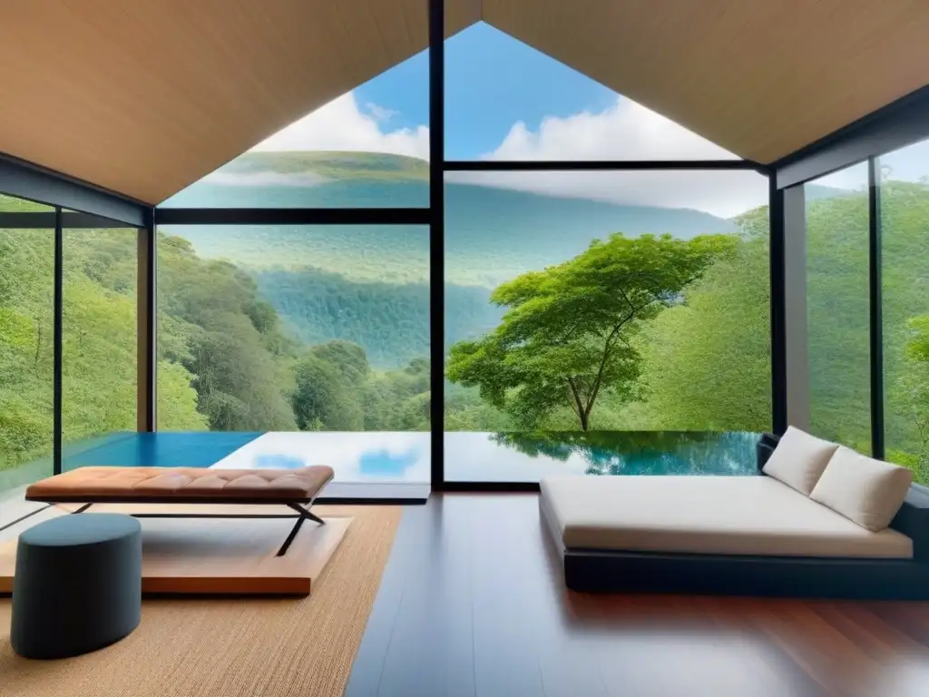 Refugio ecológico de lujo en bosque verde: diseño moderno y vistas impresionantes Refugio ecológico de lujo en el bosque, con vistas impresionantes y diseño moderno que se fusiona con la naturaleza