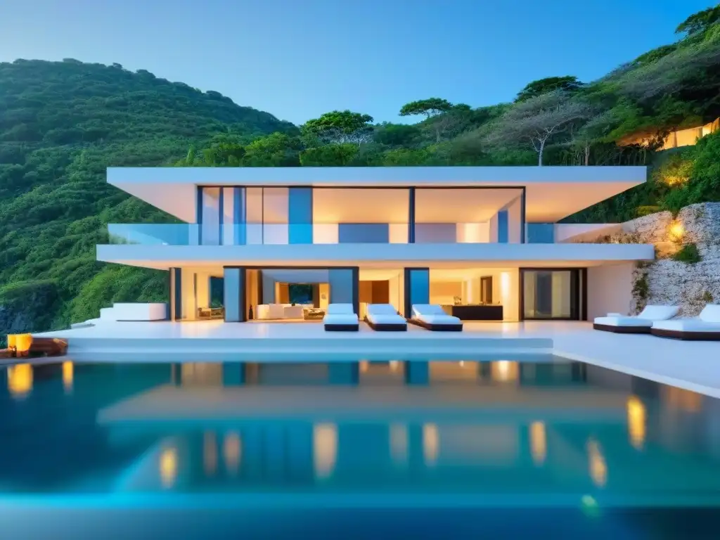 Refugio de lujo en acantilado con piscina infinita y vistas panorámicas Refugio exclusivo de tendencias arquitectónicas en acantilado con piscina infinita y vistas panorámicas