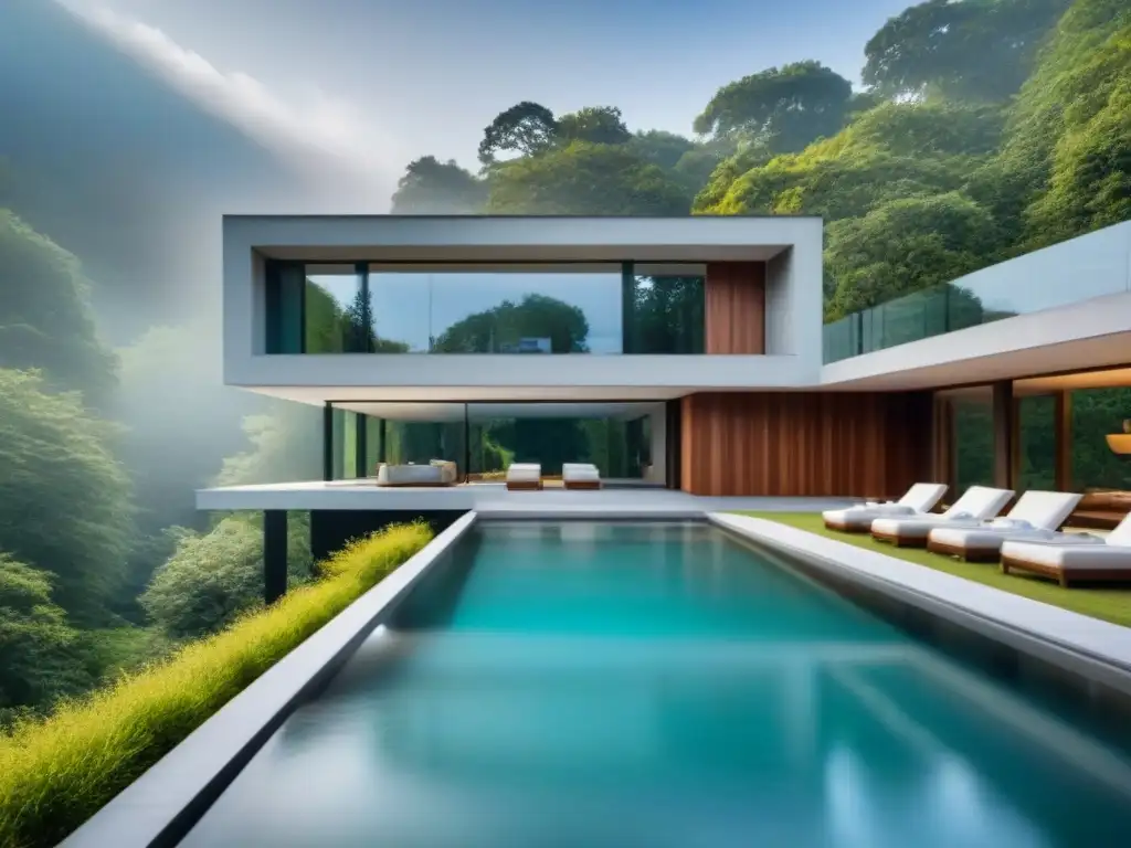 Casa de lujo ultramoderna en bosque exuberante y aislado Refugio exclusivo de tendencias arquitectura en bosque lujoso con diseño moderno y amplias ventanas