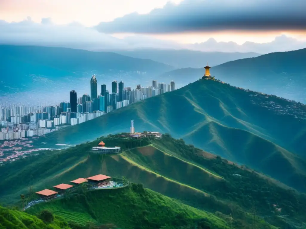 Transformación urbana: Medellín entre rascacielos y naturaleza Renacimiento inmobiliario en Medellín: modernos rascacielos se elevan entre montañas verdes, reflejando la evolución arquitectónica de la ciudad